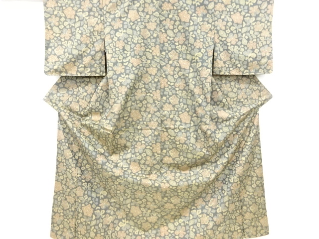 草花模様織り出し西陣お召着物